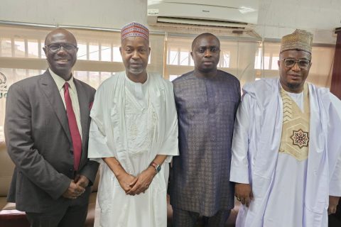 (L-R) Mr. Charles Ujomu, Chief Economist at Zenith Bank; Alhaji L.M. Faruk, NUC Director of Research and Innovation; Prof. Abdullahi Yusuf Ribadu, Executive Secretary of the NUC; and Prof. Olu Akinkugbe, President/Vice-Chancellor of James Hope University, during a courtesy visit to the NUC headquarters on April 23, 2026.