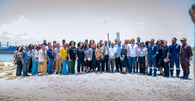 All the students and staff during the visit to dangote refinary