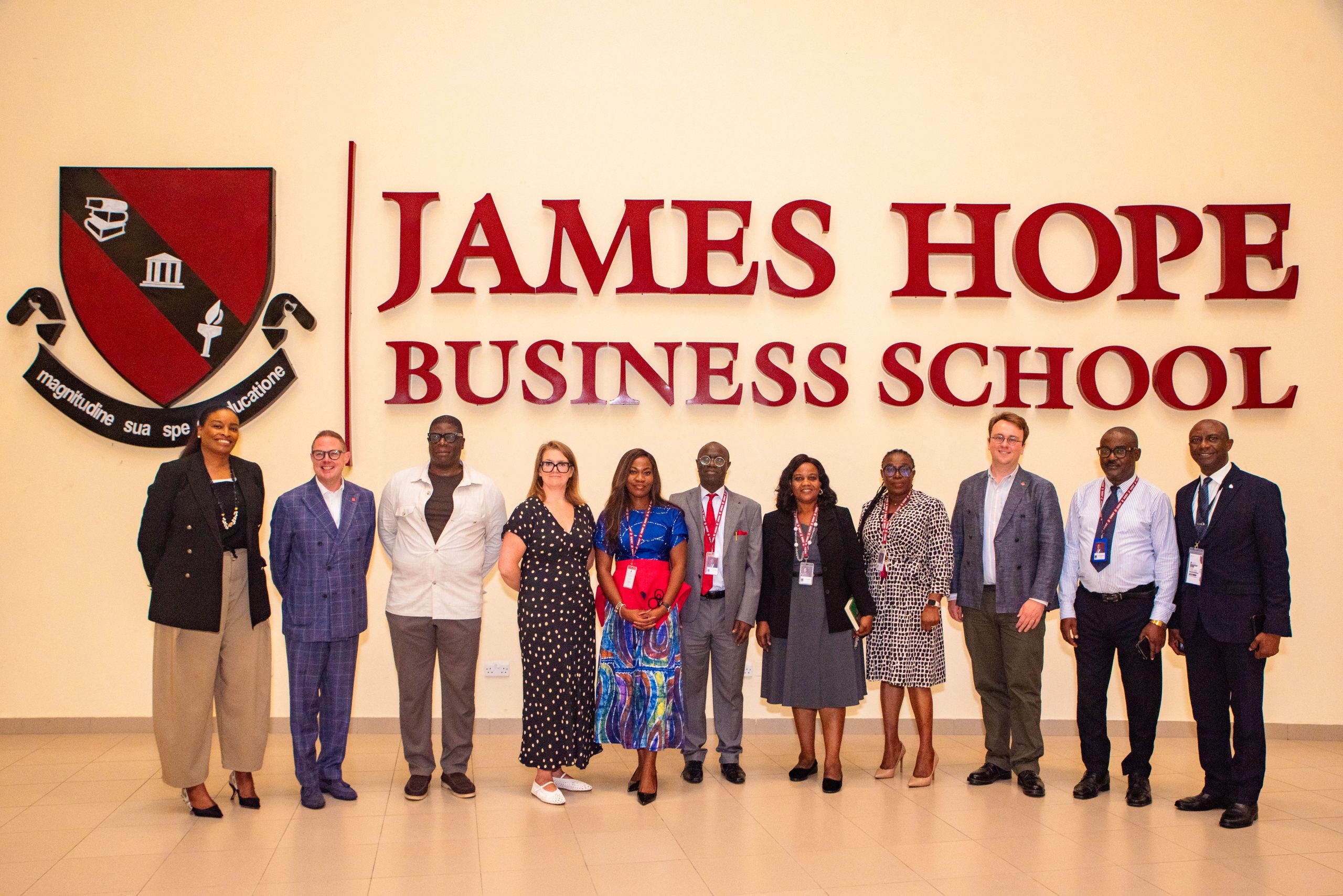 James Hope University and London School of Economics delegates pose together at James Hope Business School during fireside chat visit